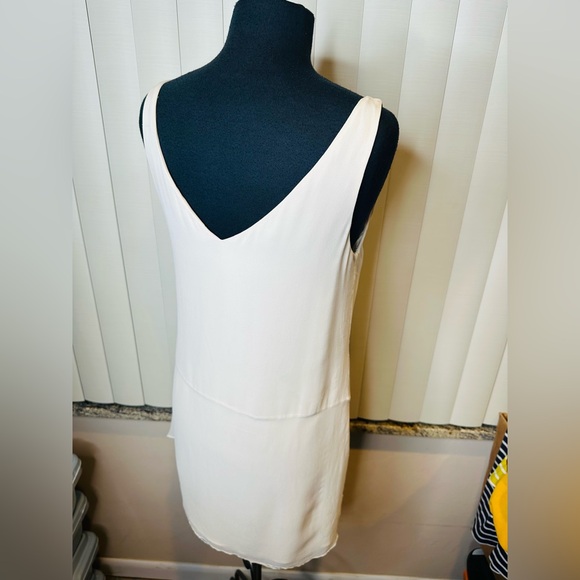 Ralph Lauren Blue Label Cream Asymmetrical 100% Silk Dress Size 8 - Picture 7 of 11